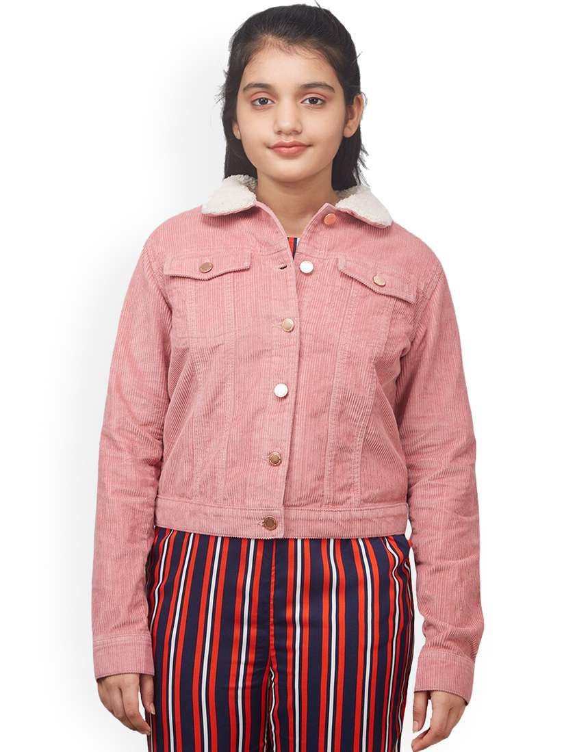 Buy Zalio Girls Washed Pure Cotton Crop Tailored Jacket Jackets