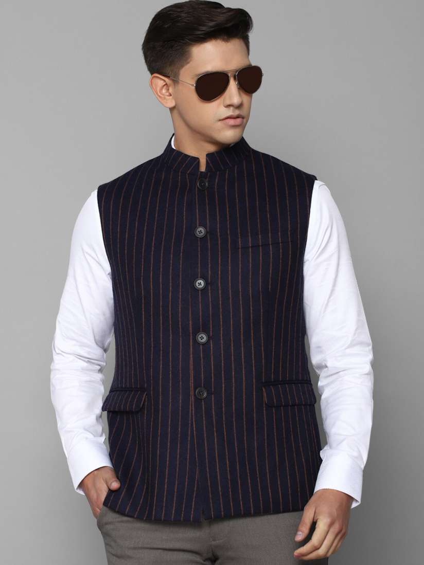 Buy Louis Philippe Men Striped Pure Wool Nehru Jacket Nehru Jackets for Men 21329320 Myntra