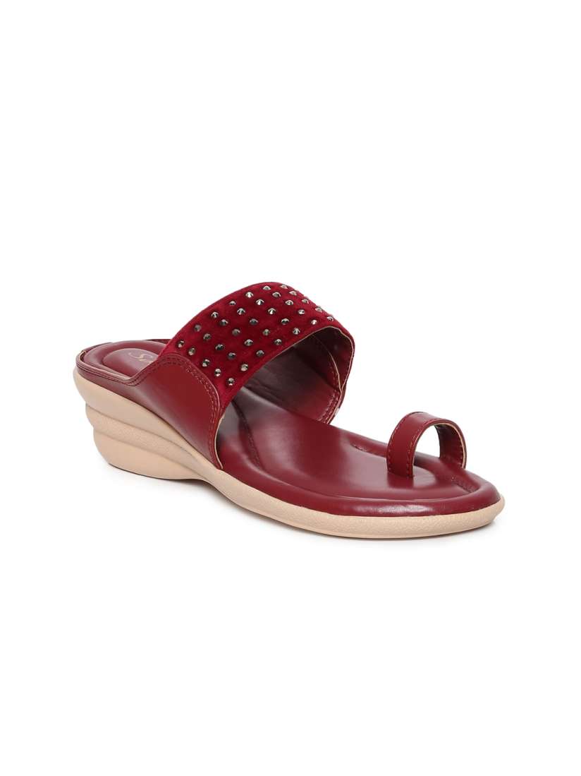 Buy Paragon Maroon PU Wedge Heels Heels for Women 21330182 Myntra