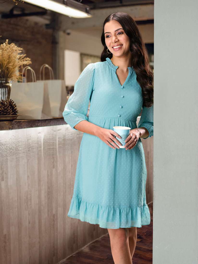 Buy AND Puff Sleeves A Line Dress Dresses for Women 21331364 Myntra