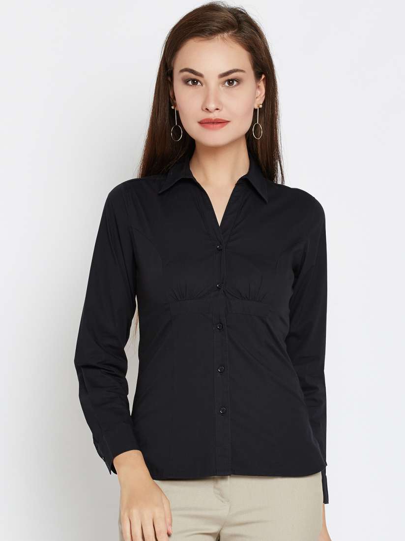 Buy Wills Lifestyle Women Black Solid Formal Shirt Shirts for Women 2133198 Myntra