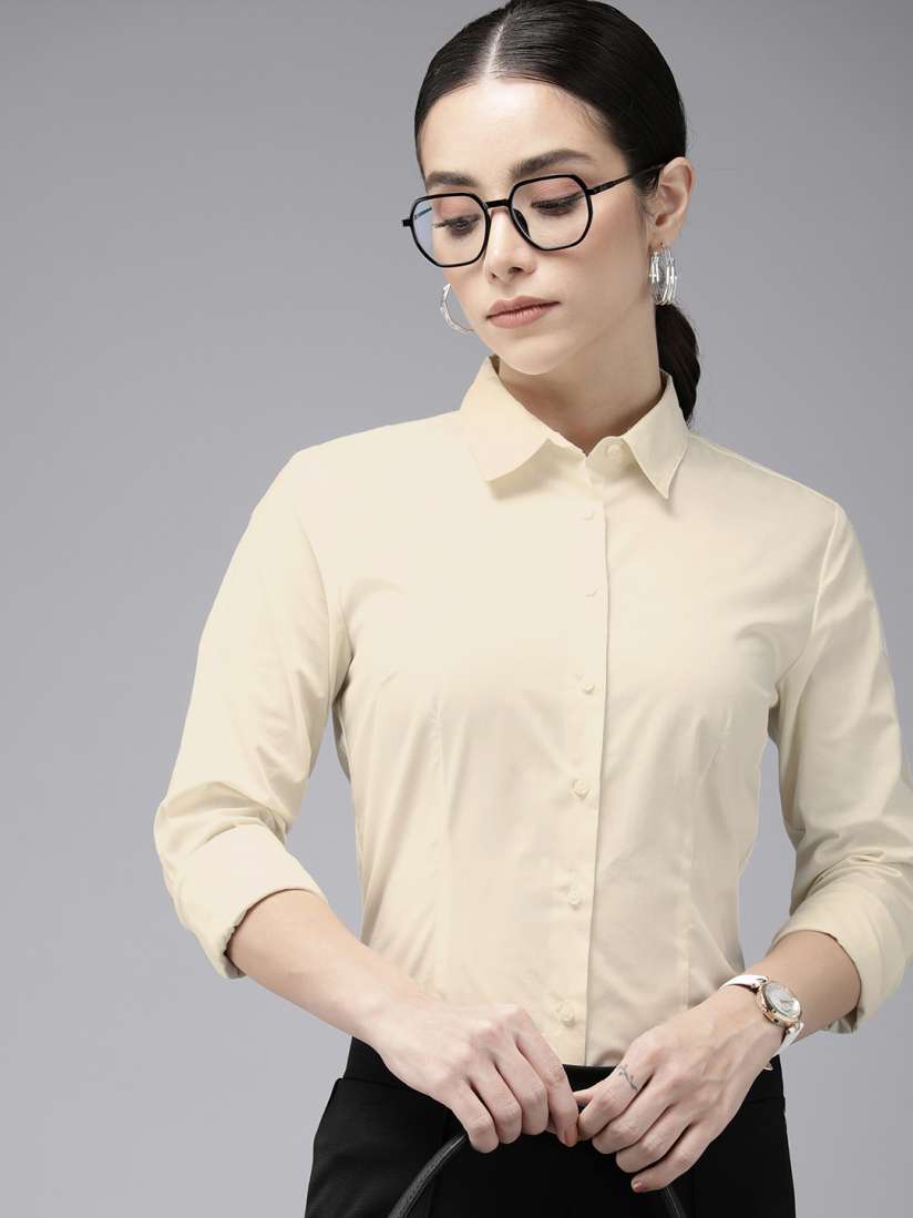 Van heusen women's solid formal shirt 2025