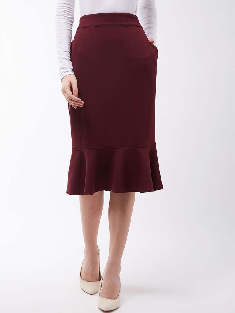 Buy Miss Chase Knitted Knee Length Peplum Skirt Skirts for Women 21340380 Myntra