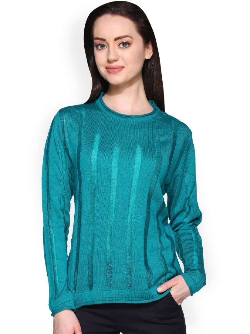 Ladies turquoise sweaters top