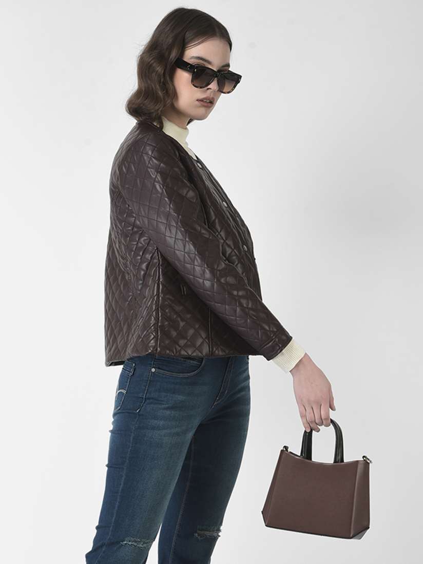 Buy Crimsoune Club Women Quilted Leather Jacket Jackets for Women 21352792 Myntra