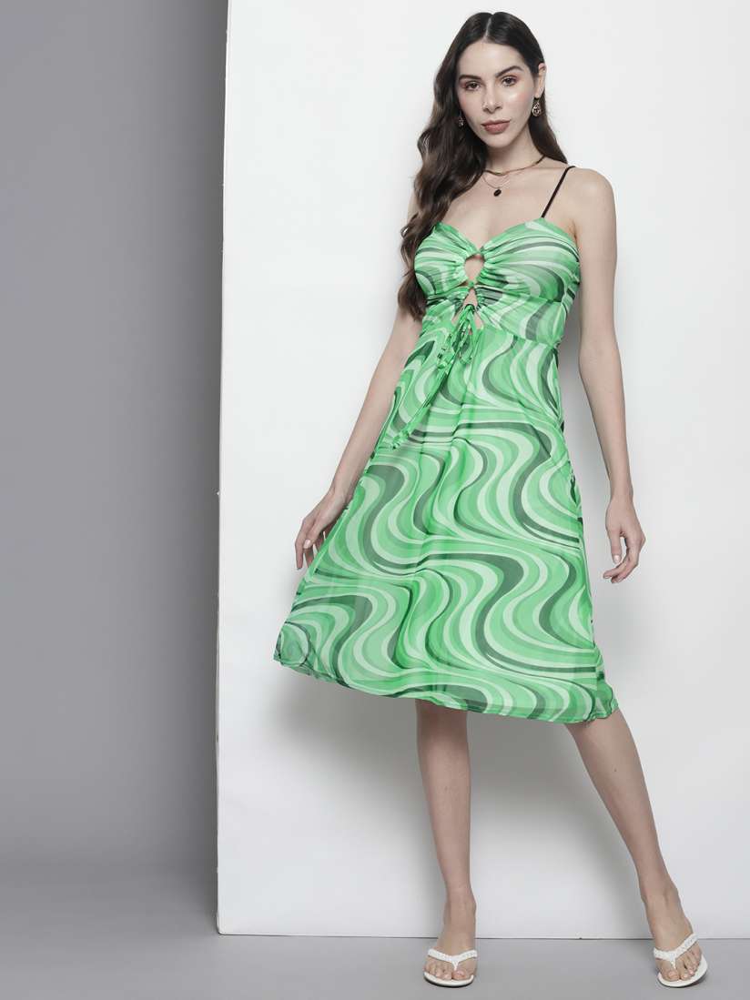 Buy Boohoo Mesh Swirl Print Cut Out Detail Ruched Midi Dress Dresses for Women 21359662 Myntra