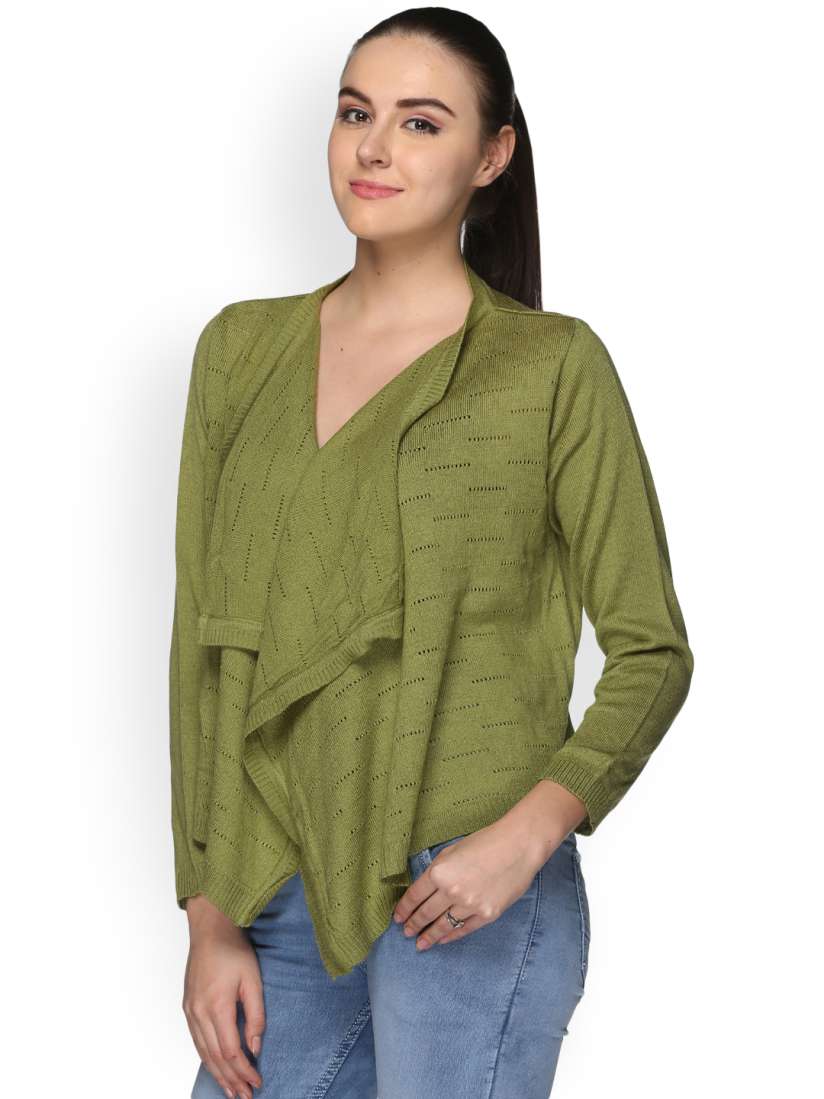Buy Club York Women Green Self Design Front Open Sweater Sweaters for Women 2136039 Myntra