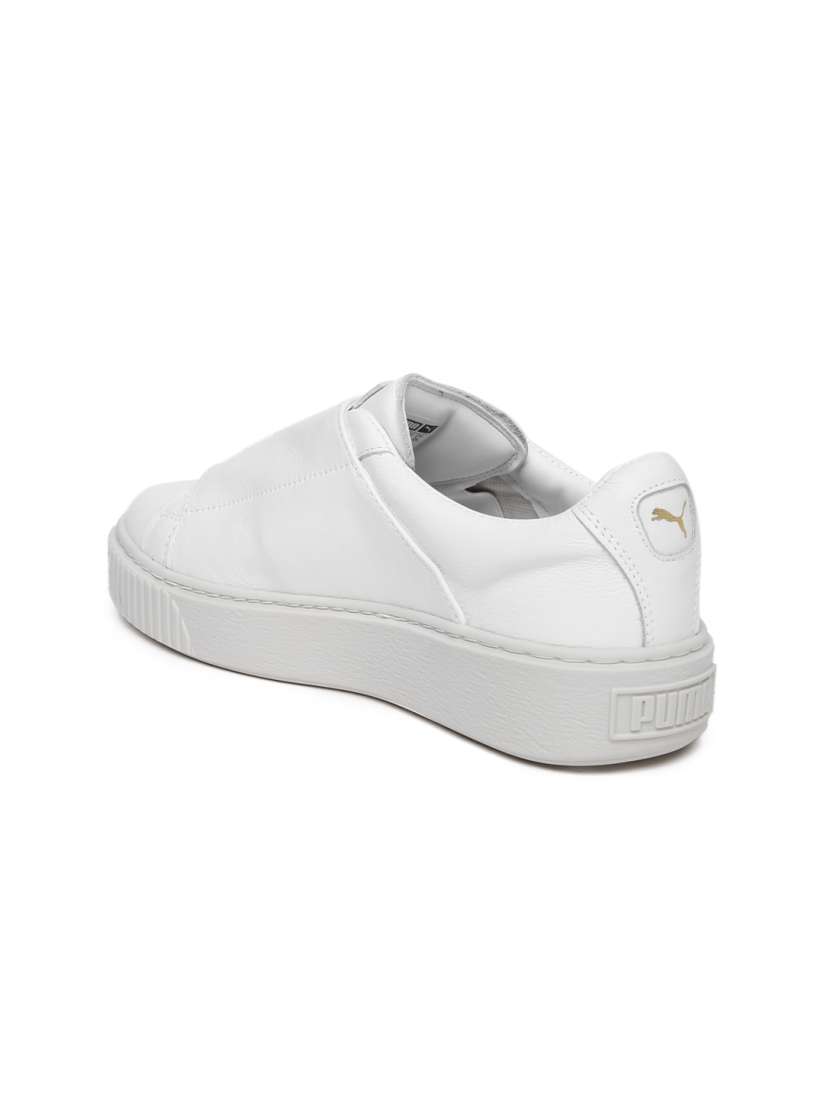Puma basket platform strap white on sale