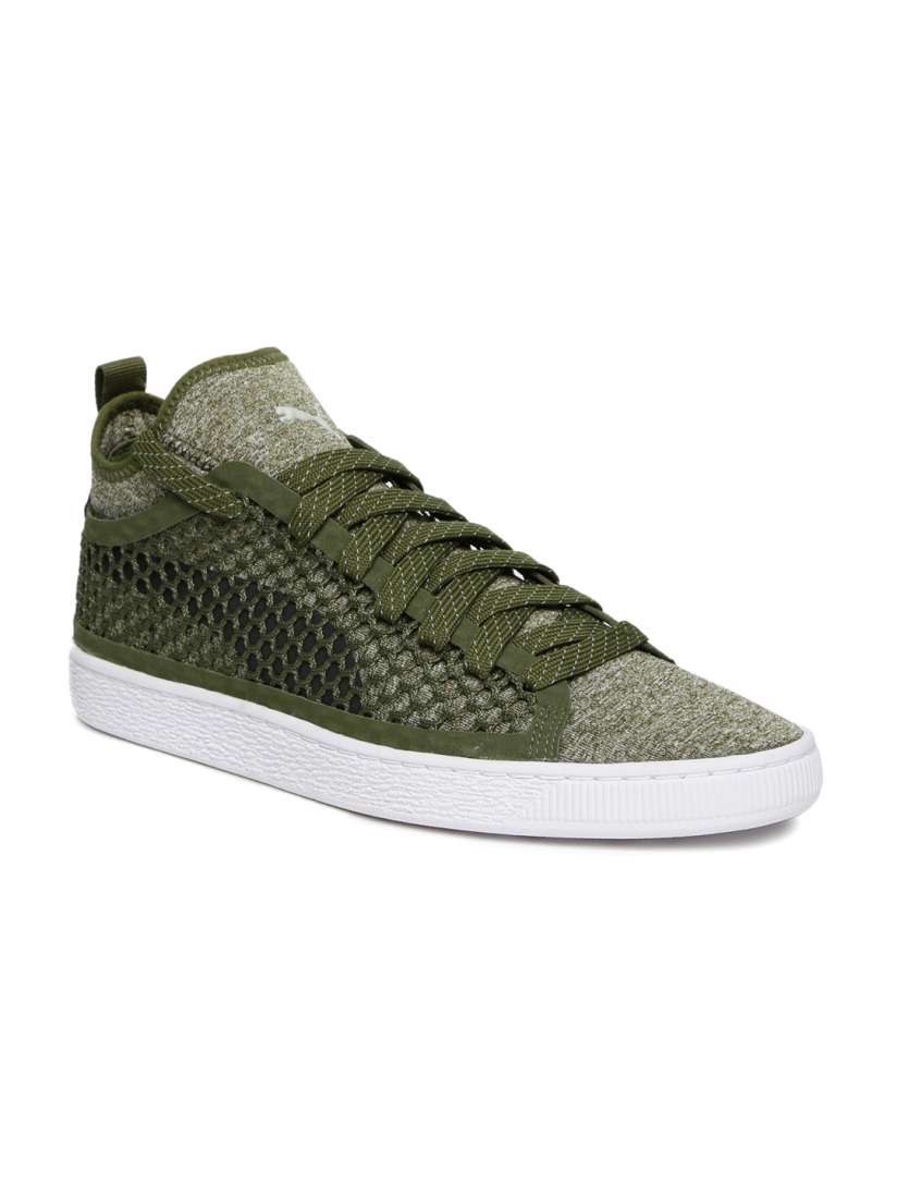Buy Puma Unisex Olive Green Basket Classic NETFIT Woven Design Mid Top Sneakers Casual Shoes for Unisex 2137357 Myntra