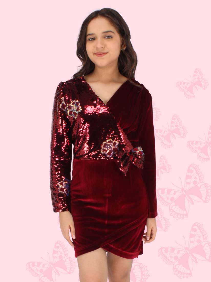 Buy CUTECUMBER Embellished V Neck Bodycon Dress Dresses for Girls 21378482 Myntra
