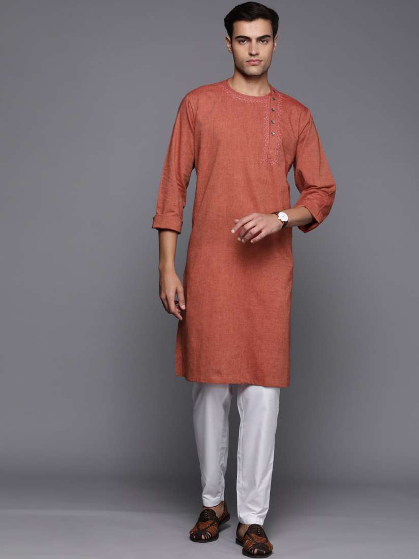 Buy Fabindia Cotton Chikankari Detail Slim Fit Kurta Kurtas for Men 21382592 Myntra