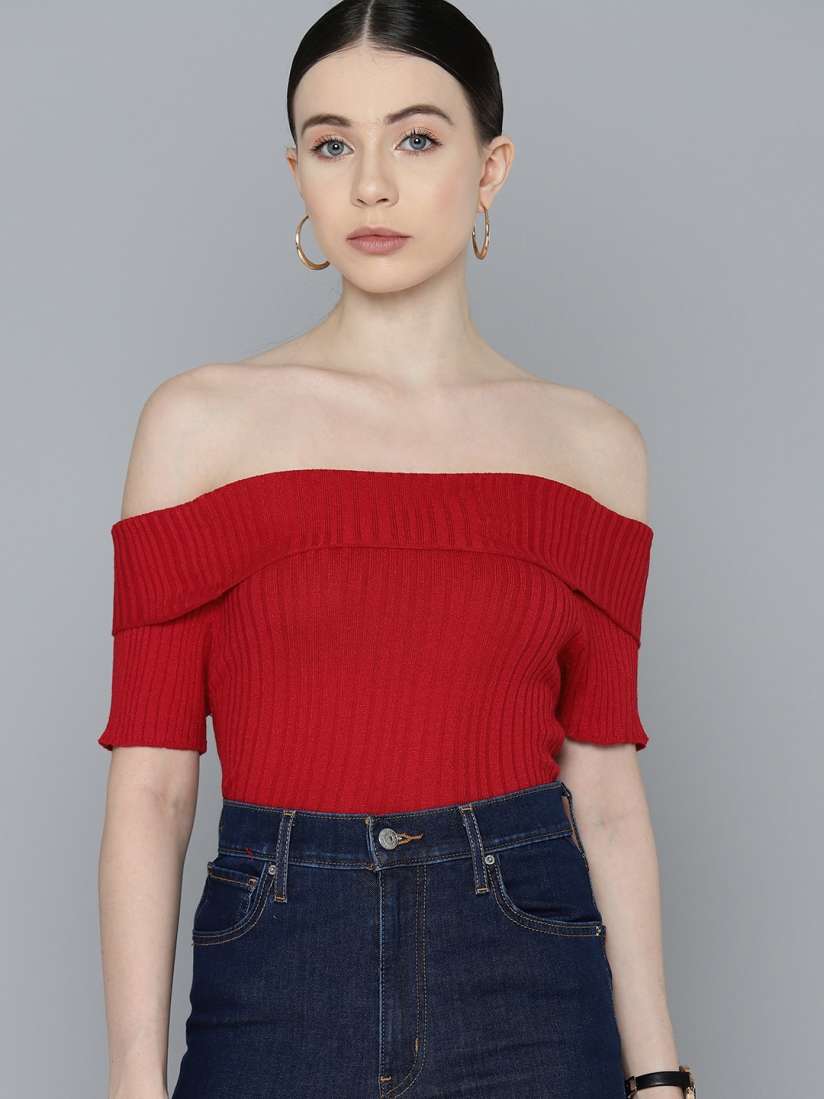 Fitted bardot top deals