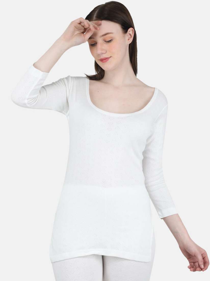 Buy Monte Carlo Women Self Design Cotton Round Neck Thermal Vest