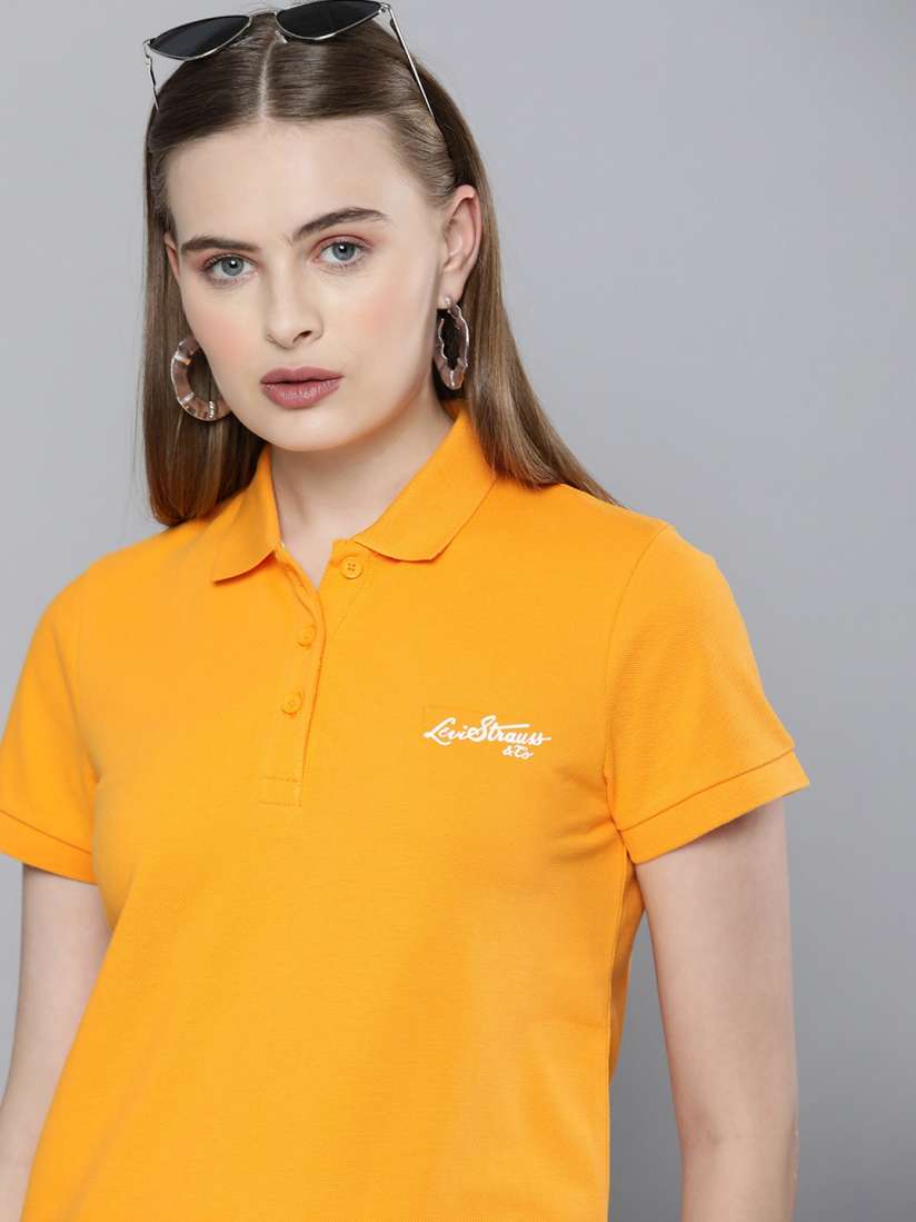 Buy Levis Women Brand Logo Polo Collar Pure Cotton T shirt Tshirts for Women 21400408 Myntra