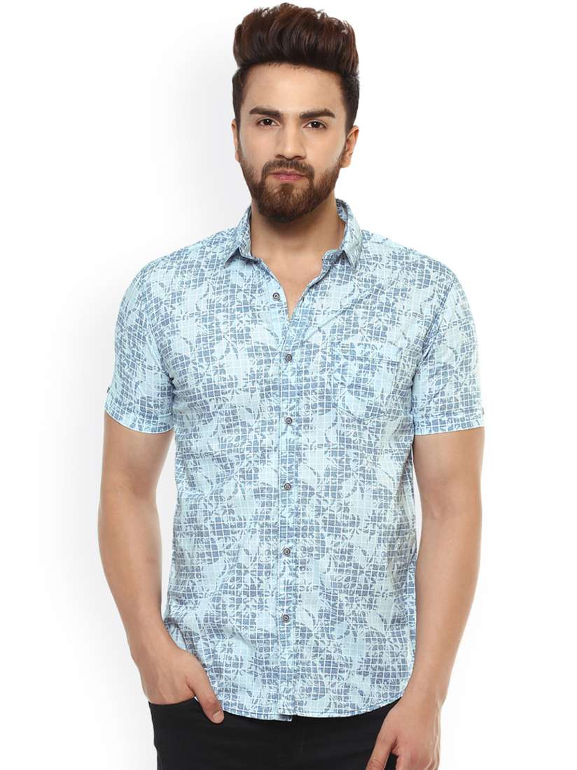 Buy Mufti Men Blue Slim Fit Floral Print Casual Shirt Shirts for Men 2140382 Myntra