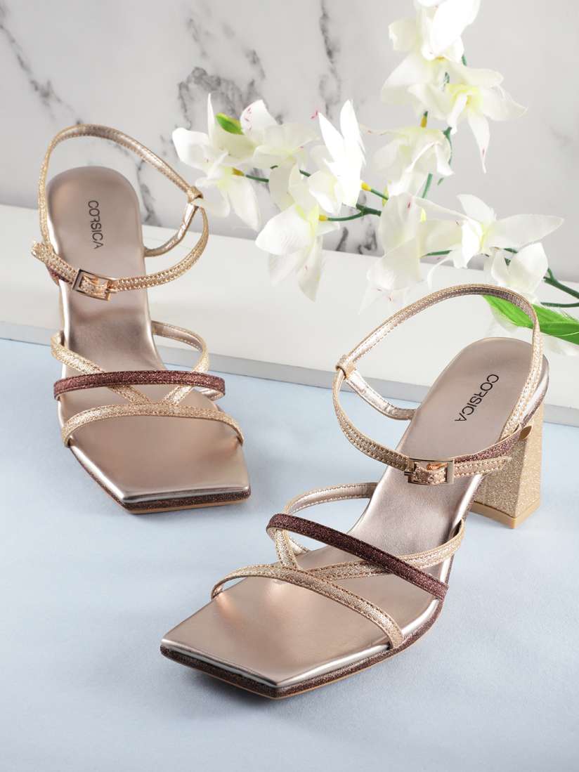 Buy CORSICA Women Shimmery Effect Party Block Heels Heels for Women 21412650 Myntra