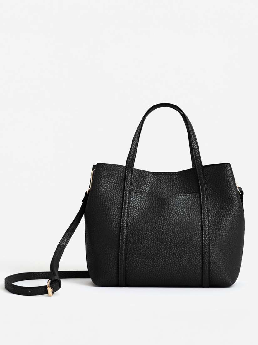 Buy MANGO Black Solid Handheld Bag with Sling Strap Handbags for Women 2142004 Myntra