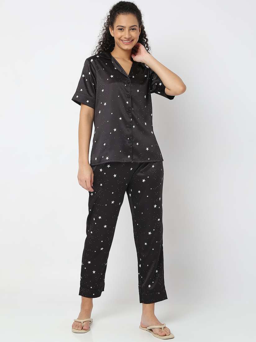Buy Smarty Pants Women Conversational Printed Satin Night Suit Night suits for Women 21422256 Myntra