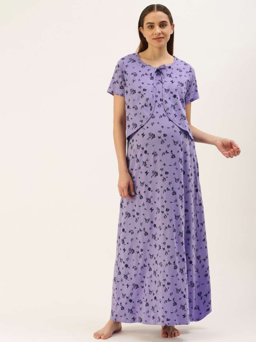 Buy Nejo Printed Maxi Cotton Maternity Nightdress Nightdress for Women 21422406 Myntra