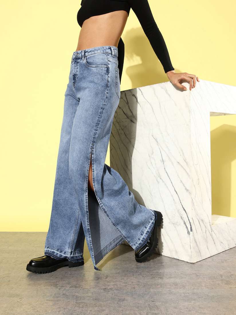 Buy DressBerry Women Cool Blue Wide Leg Upgraded Denims Stretchable Jeans Jeans for Women 21426954 Myntra