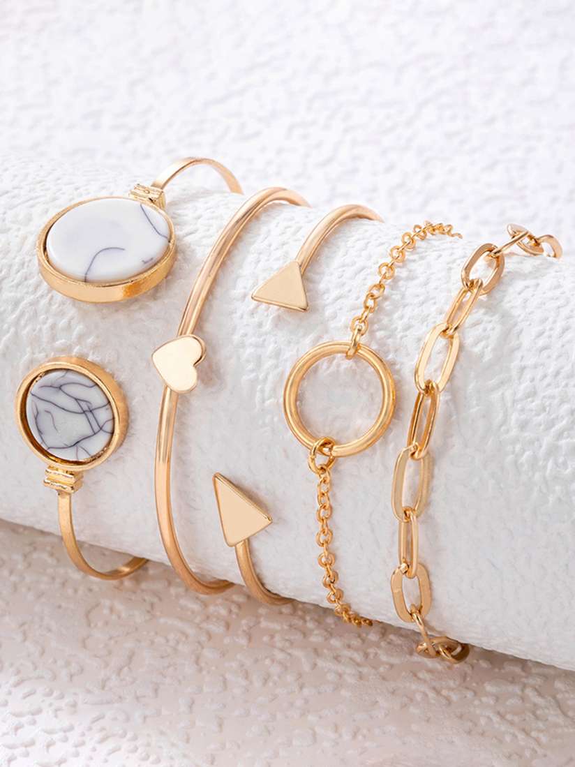 Buy Jewels Galaxy Women 5 Gold Toned White Gold Plated Cuff Bracelet Bracelet for Women 21431358 Myntra