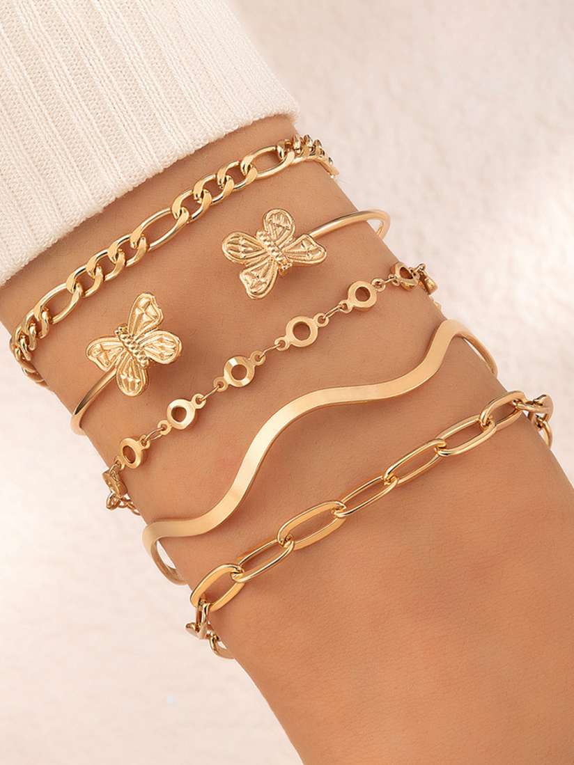 Buy Jewels Galaxy Women 5 Gold Toned Gold Plated Link Bracelet Bracelet for Women 21431388 Myntra
