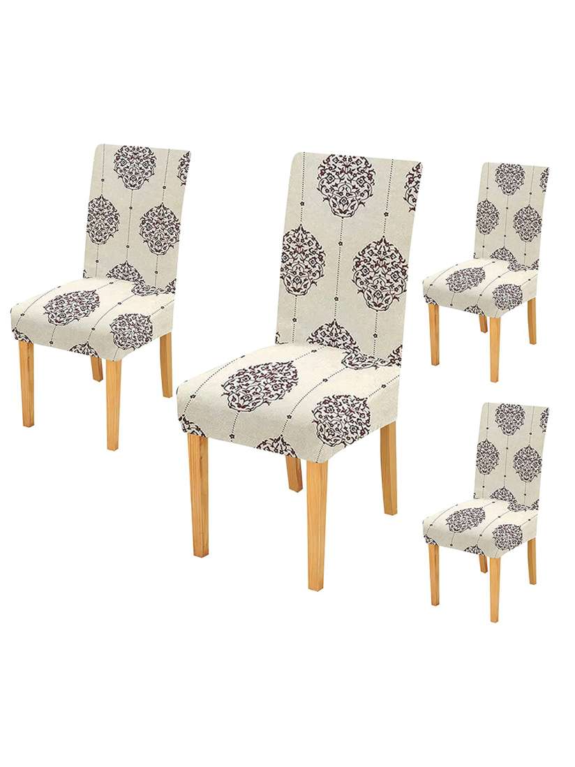 Buy HOUSE OF QUIRK Set Of 4 Cream Colored Printed Chair Covers Chair Cover for Unisex 21442054 Myntra