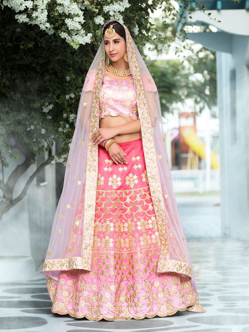 Embroidered semi stitched lehenga choli and dupatta set hotsell