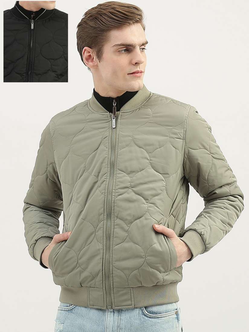 Buy United Colors of Benetton Men Black Olive Green Reversible Quilted Jacket Jackets for Men 21446916 Myntra