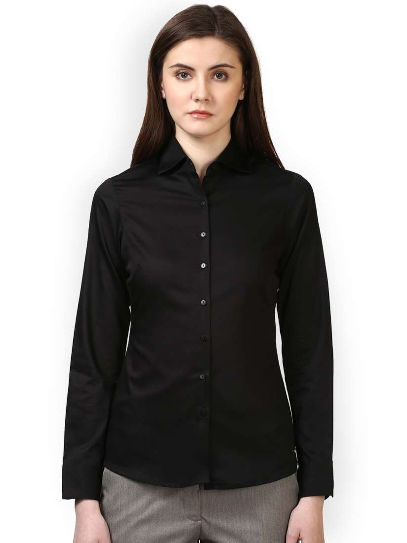 Buy Park Avenue Woman Women Black Regular Fit Solid Formal Shirt Shirts for Women 2145145 Myntra
