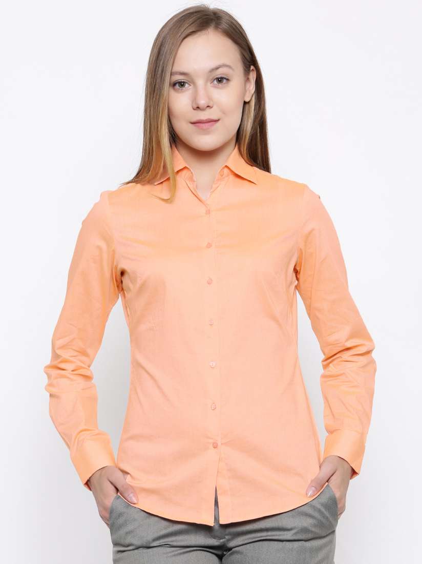 Buy Park Avenue Woman Women Orange Solid Formal Shirt Shirts for Women 2145148 Myntra