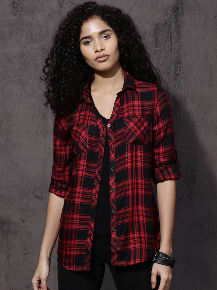 red casual shirt for women