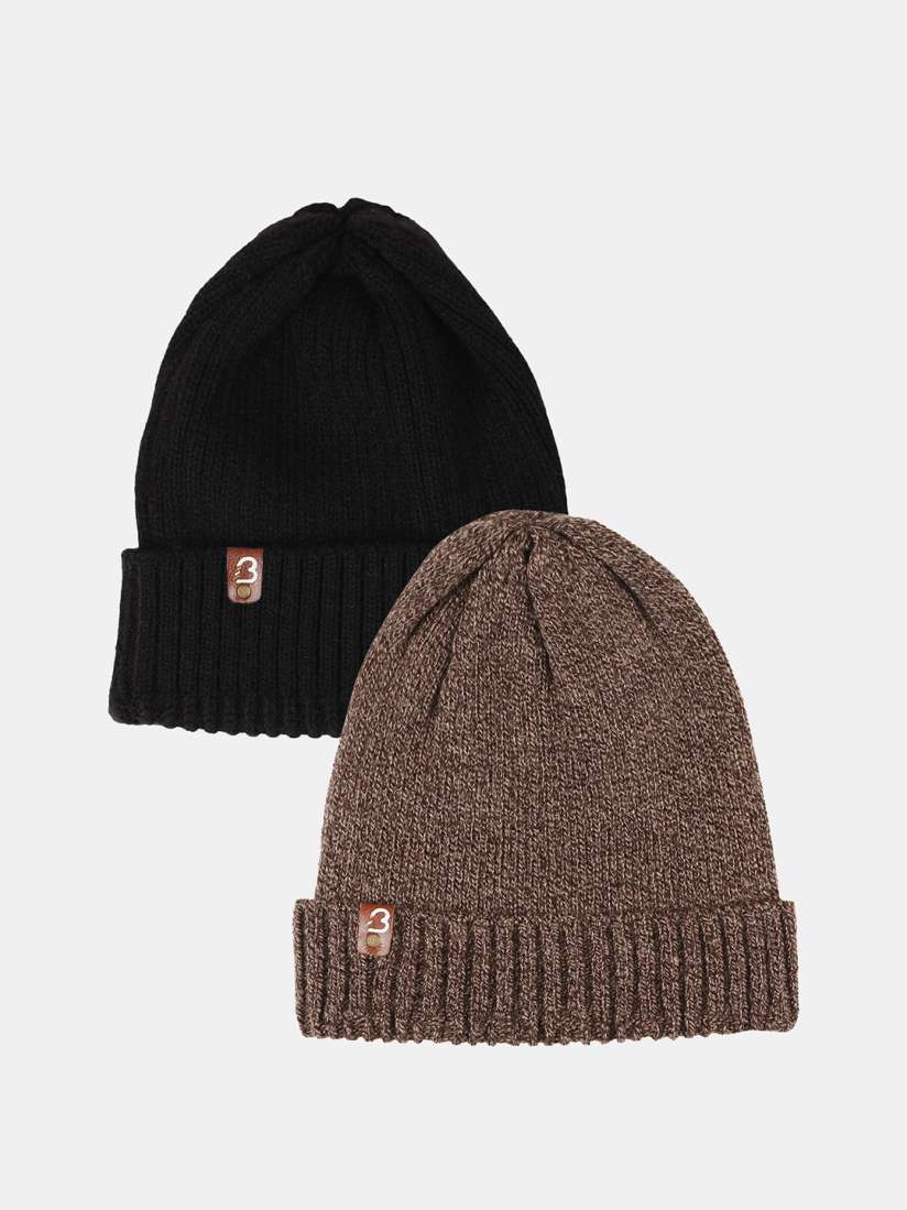 Buy Bharatasya Men Brown Black Beanie Caps for Men 21458204 Myntra