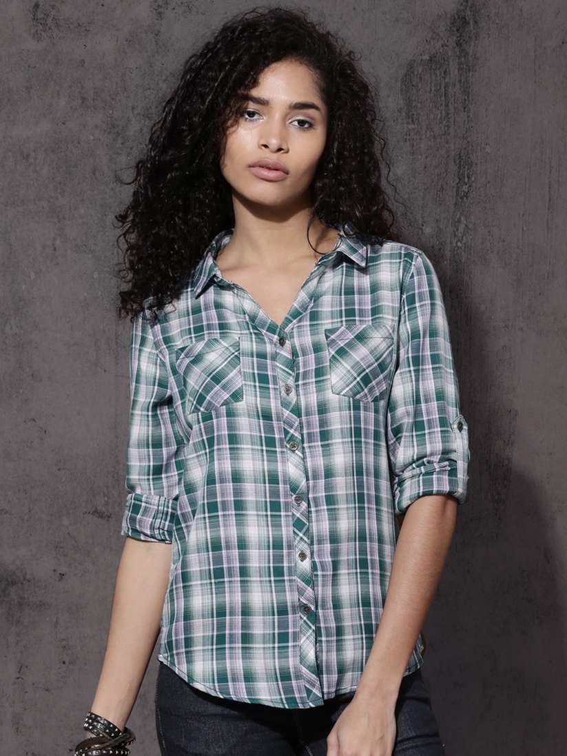 Roadster women's checkered casual shirt clearance