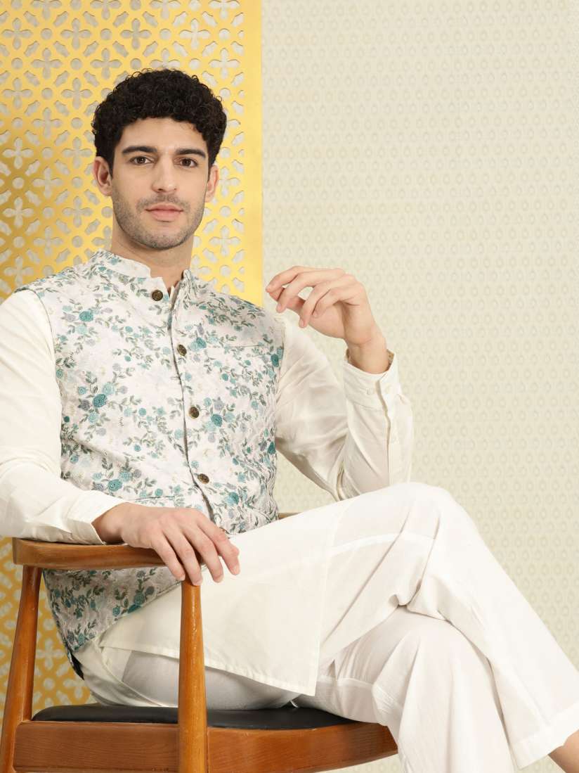 Buy House of Pataudi Jashn Floral Woven Design Sequined Nehru Jacket Nehru Jackets for Men 21464490 Myntra