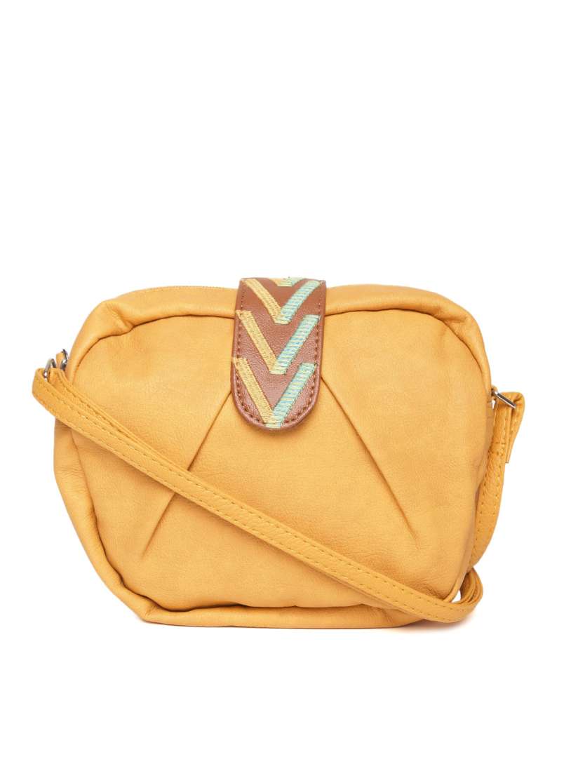 Buy Baggit Mustard Yellow Solid Sling Bag Handbags for Women 2146607 Myntra