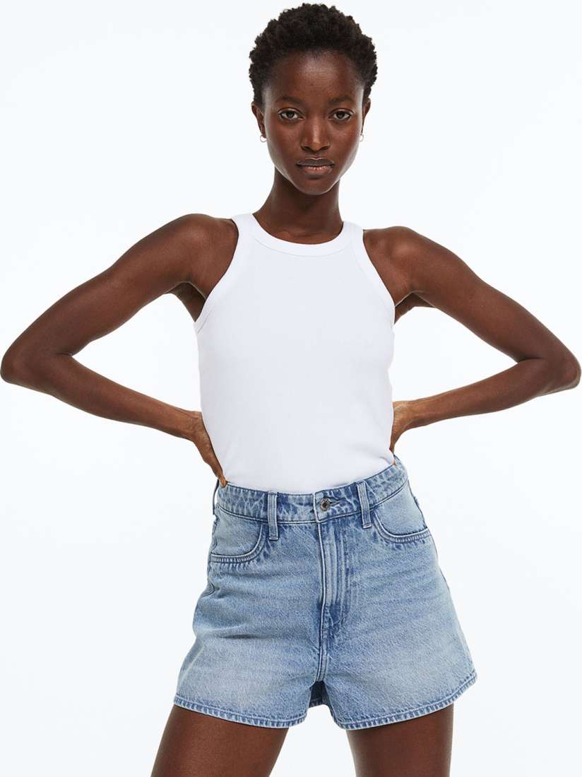 Buy H M Women Curvy Fit Denim Shorts Shorts for Women 21470090 Myntra
