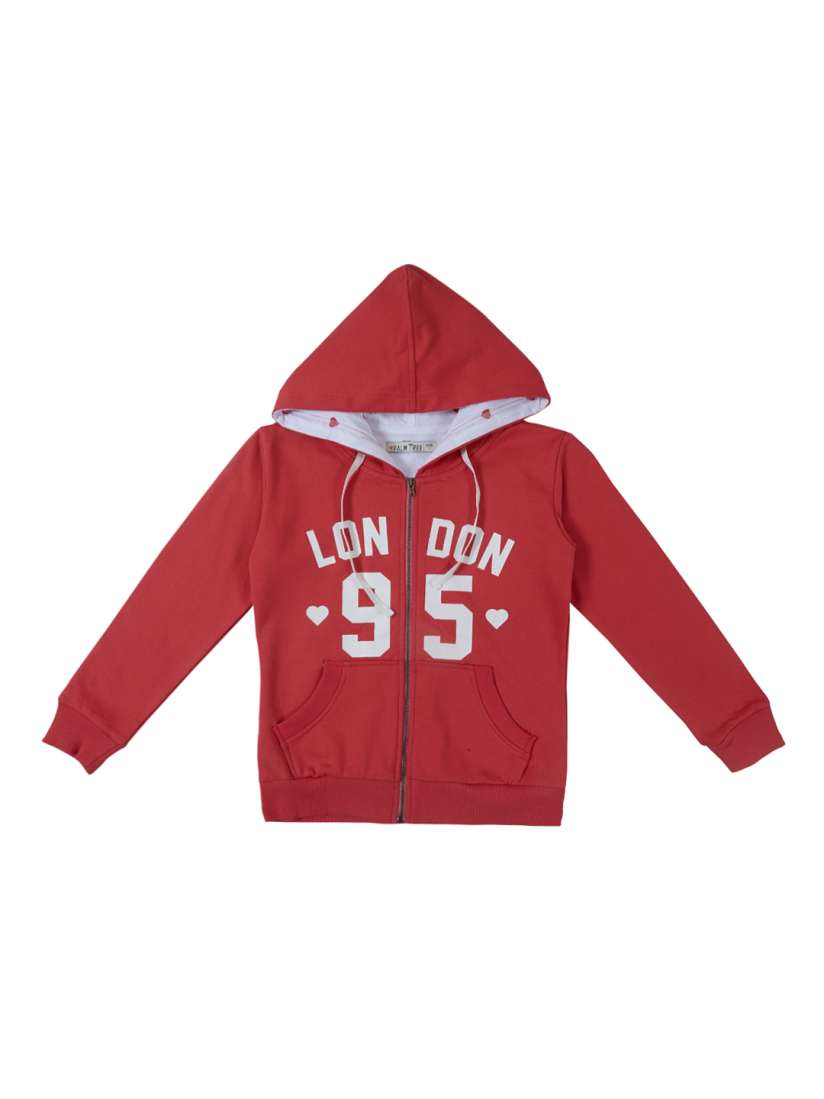 Buy Palm Tree Girls Red Solid Hooded Bomber Jacket Jackets for Girls 2147327 Myntra