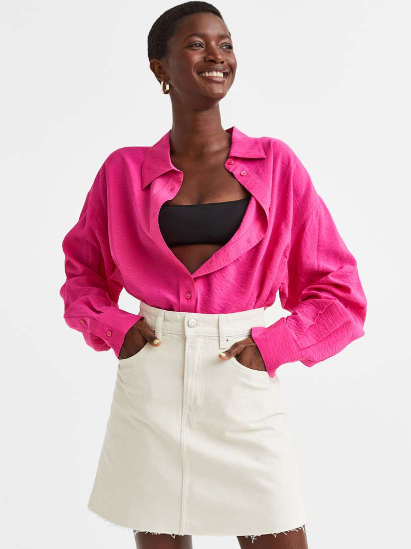 Pink denim skirt h&m clearance