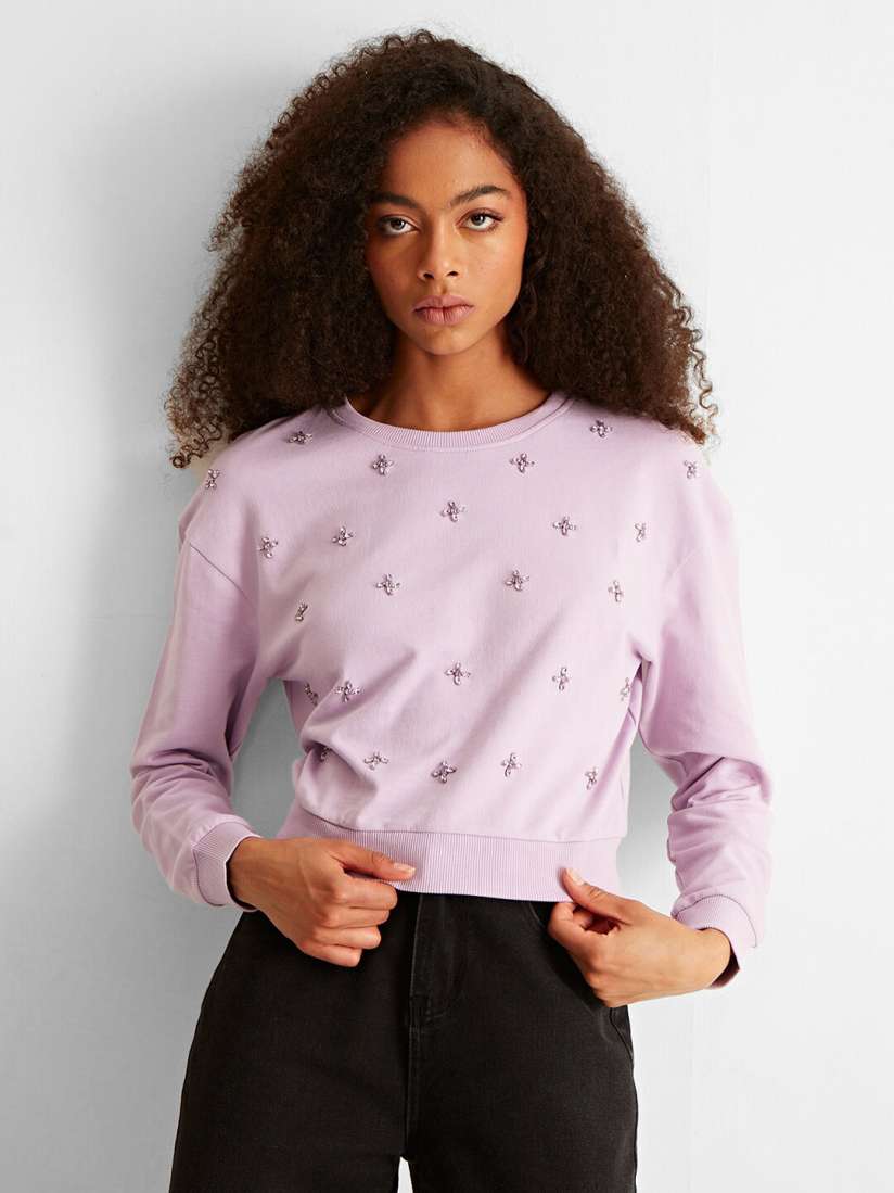 Buy COVER STORY Women Embellished Sweatshirt Sweatshirts for Women 21485520 Myntra