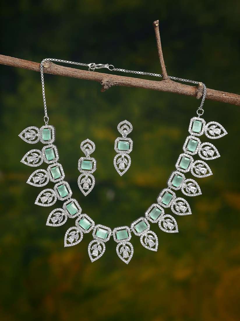 Buy Kennice Silver plated AD Studded Jewellery Set Jewellery Set for Women 21488260 Myntra