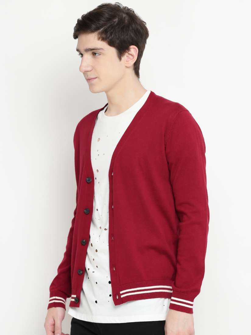 Buy FOREVER 21 Men Maroon Solid Cardigan Sweaters for Men 2149069 Myntra