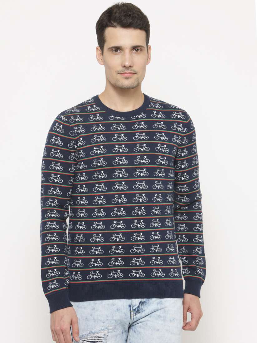Buy FOREVER 21 Men Navy Self Design Sweater Sweaters for Men 2149072 Myntra
