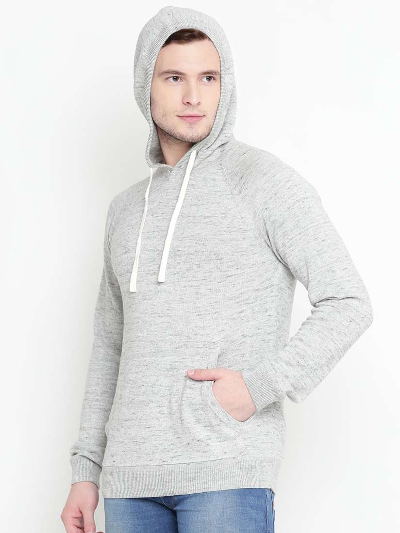 Buy FOREVER 21 Men Grey Melange Solid Hooded Sweater Sweaters for Men 2149082 Myntra