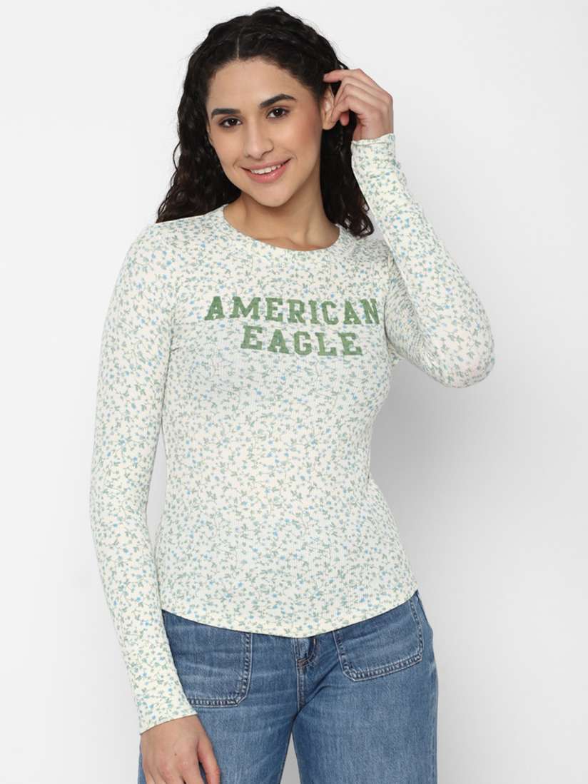 Buy AMERICAN EAGLE OUTFITTERS Women Off White Green Floral Printed T shirt Tshirts for Women 21491948 Myntra