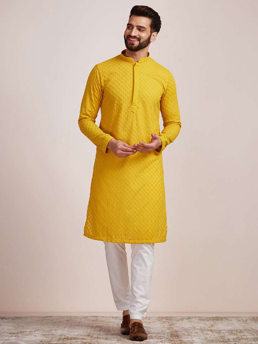 Buy Manyavar Men Ethnic Motifs Embroidered Thread Work Kurta with Pyjamas Kurta Sets for Men 21496688 Myntra