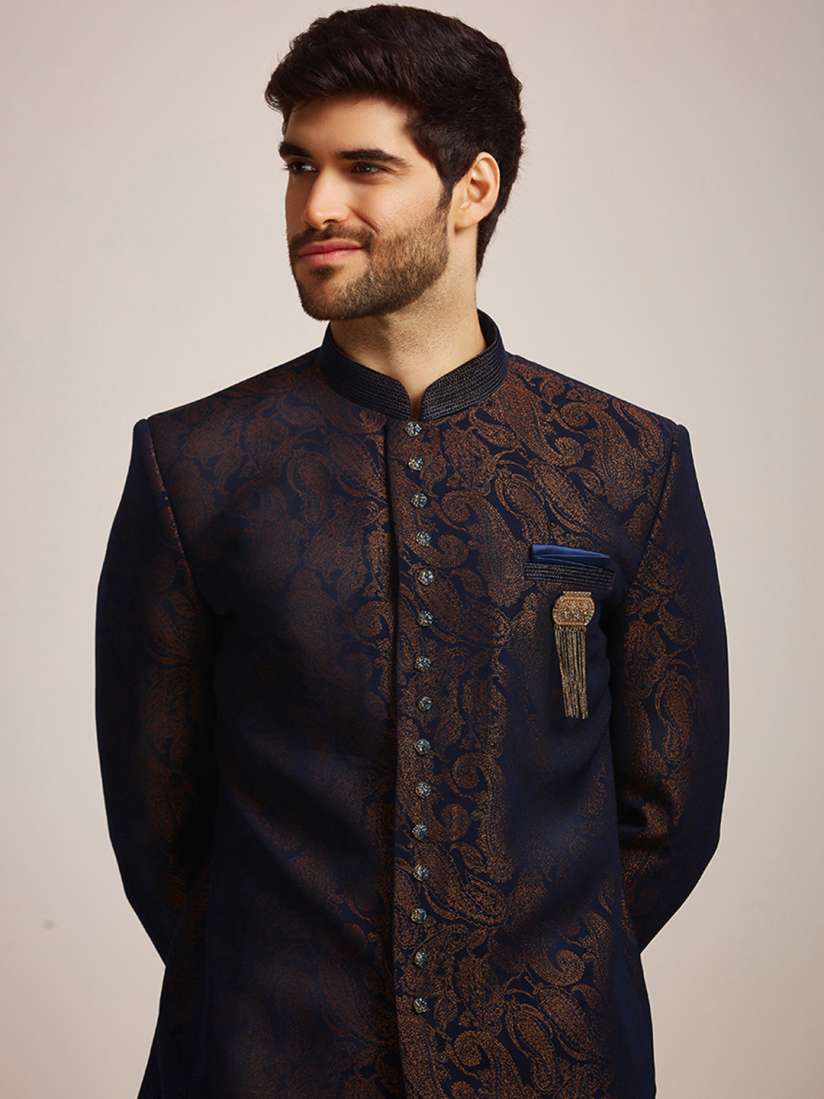 Buy Manyavar Men Paisley Printed Brocade Sherwani Sherwani for Men 21496690 Myntra