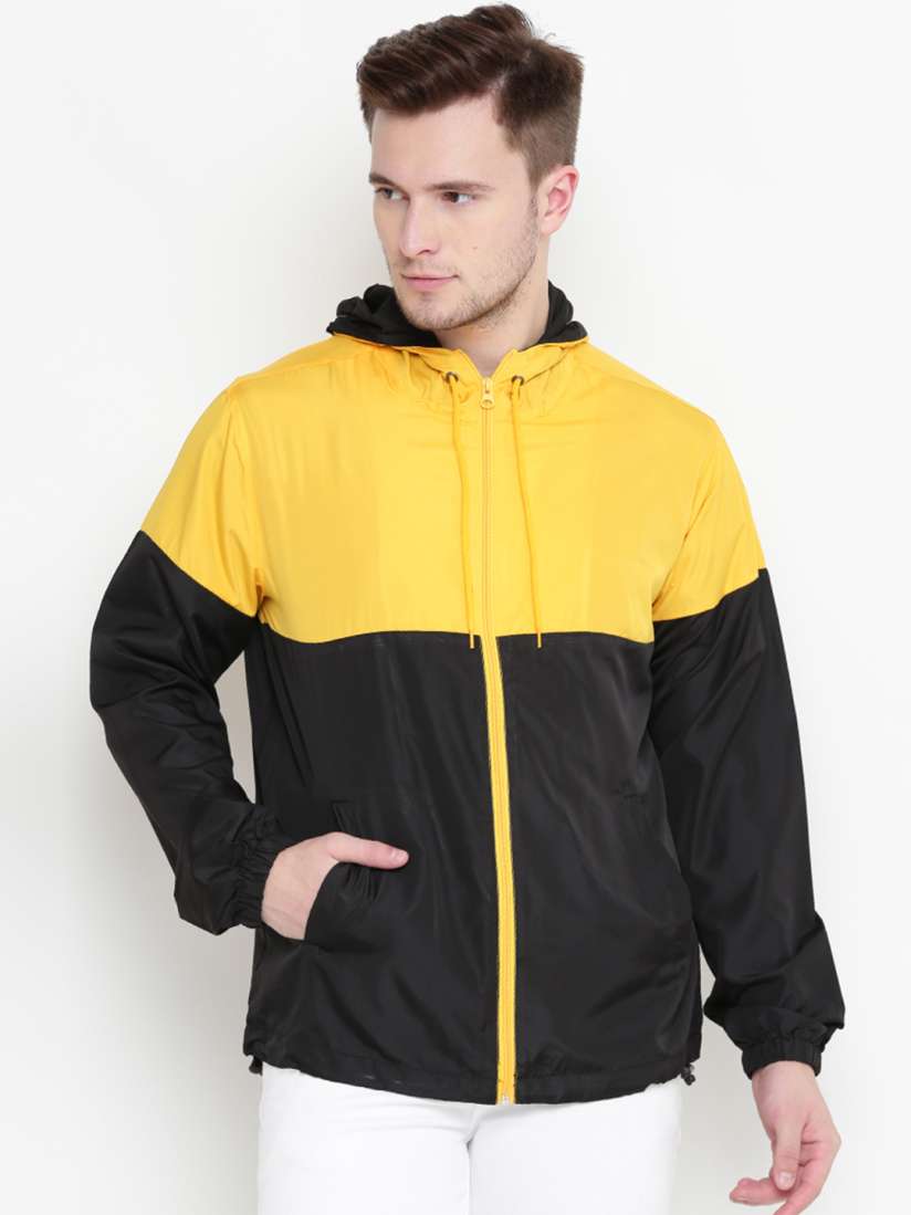 Buy FOREVER 21 Men Yellow Black Colourblocked Lightweight Sporty Jacket Jackets for Men 2149688 Myntra