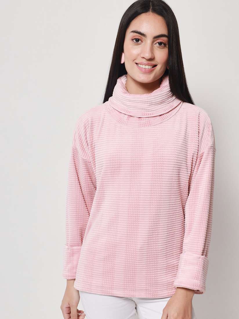 Striped Mock Neck Sweatshirt Women Buy Beatnik Women Turtle Neck