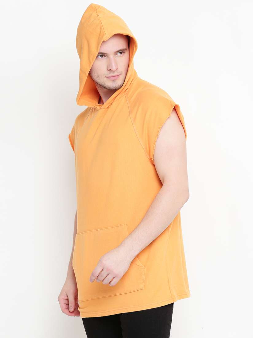 Buy FOREVER 21 Men Orange Solid Hooded T shirt Tshirts for Men 2149801 Myntra